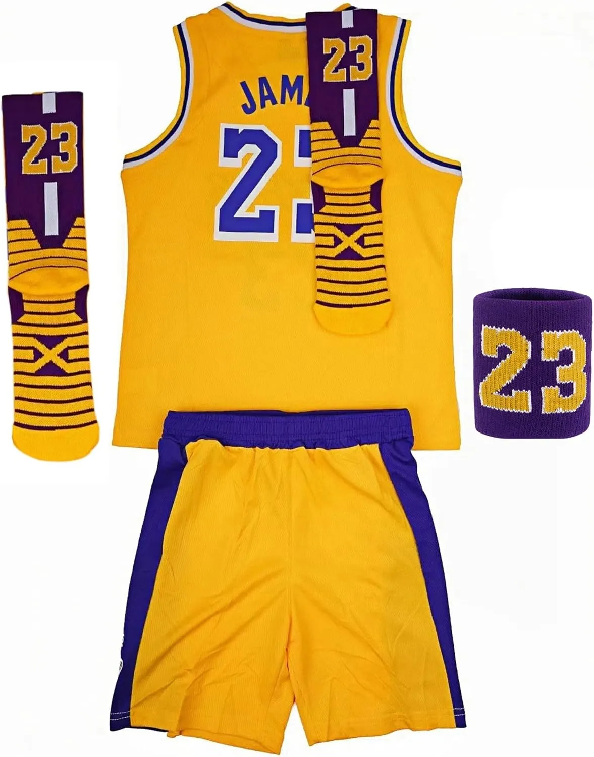 Youth Basketball Jersey and Shorts Set, with Socks,Shorts & Socks for Boys Girls 5-13Years