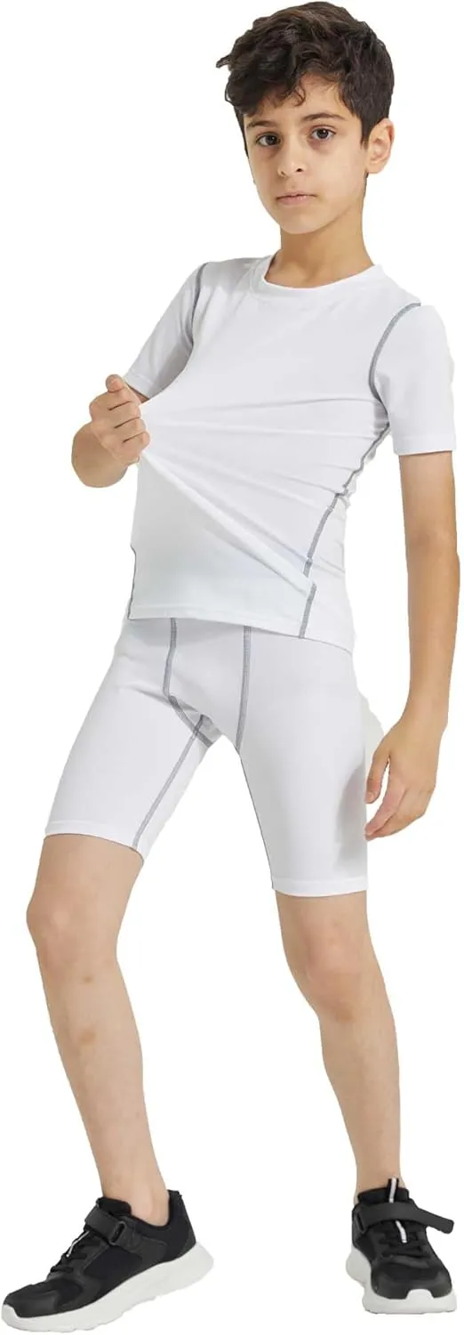 Youth Boys Compression Shirt Short Sleeve Football Undershirt for Kid Quick Dry Athletic Baseball T-Shirt Base Layer