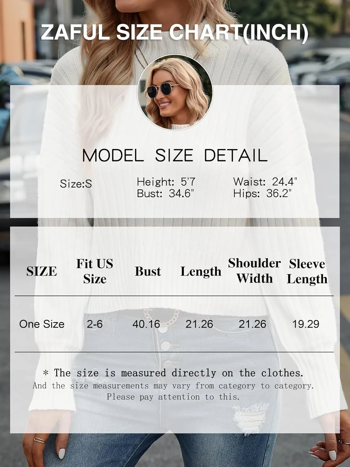 ZAFUL Women's Mock Neck Sweater Long Sleeve Ribbed Knit Basic Cropped Pullover Sweater