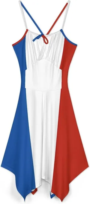 Zakqeik Women's American Flag Camisole Dress Summer Midi Dress Party Casual Dress