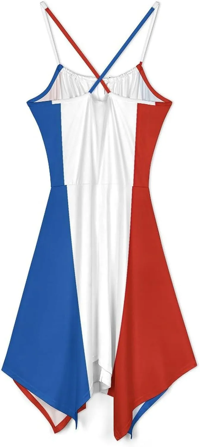 Zakqeik Women's American Flag Camisole Dress Summer Midi Dress Party Casual Dress