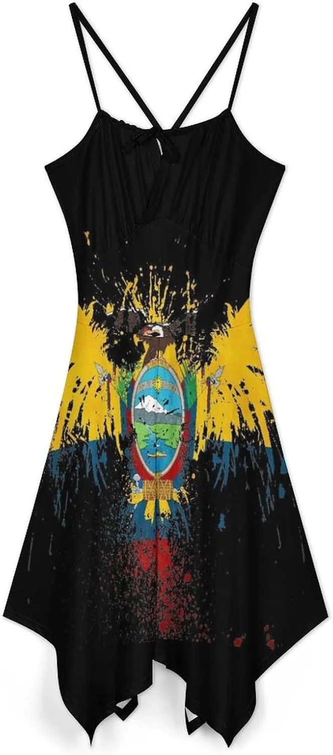 Zakqeik Women's Transgender Pride Flag Camisole Dress Summer Midi Dress Party Casual Dress