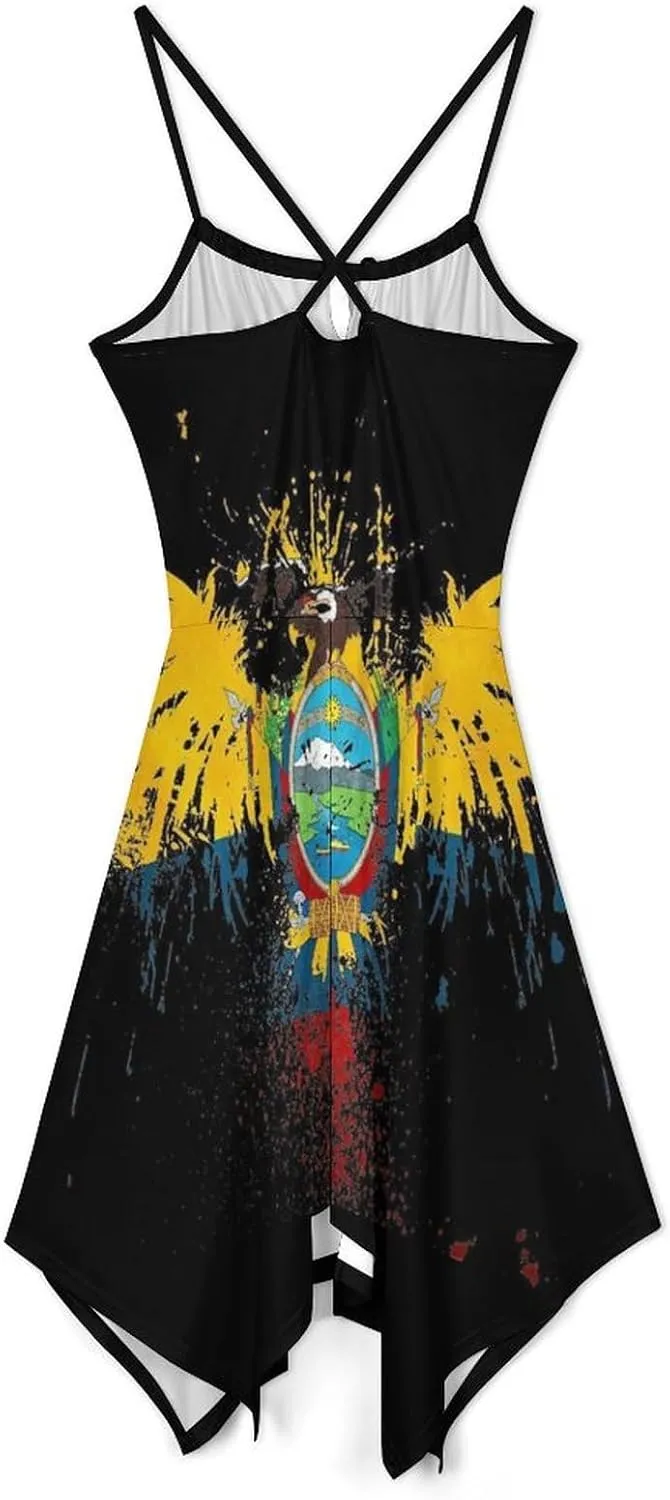 Zakqeik Women's Transgender Pride Flag Camisole Dress Summer Midi Dress Party Casual Dress