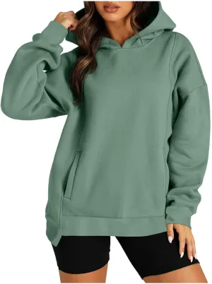 ZDRZK Oversized Hoodies For Women Long Sleeve Drop Shoulder Pullovers Top Fall Fleece Hooded Sweatshirts With Pockets