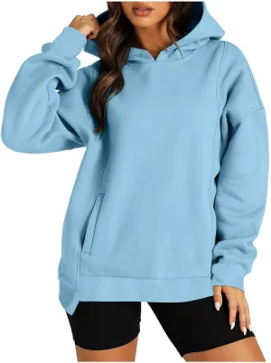 ZDRZK Oversized Hoodies For Women Long Sleeve Drop Shoulder Pullovers Top Fall Fleece Hooded Sweatshirts With Pockets