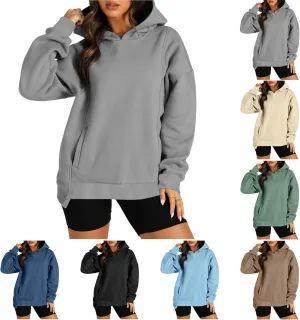 ZDRZK Oversized Hoodies For Women Long Sleeve Drop Shoulder Pullovers Top Fall Fleece Hooded Sweatshirts With Pockets