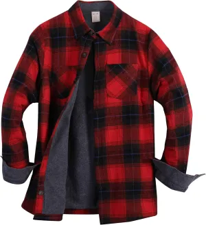 ZENTHACE Women's Thermal Fleece Lined Plaid Button Down Flannel Shirt Jacket