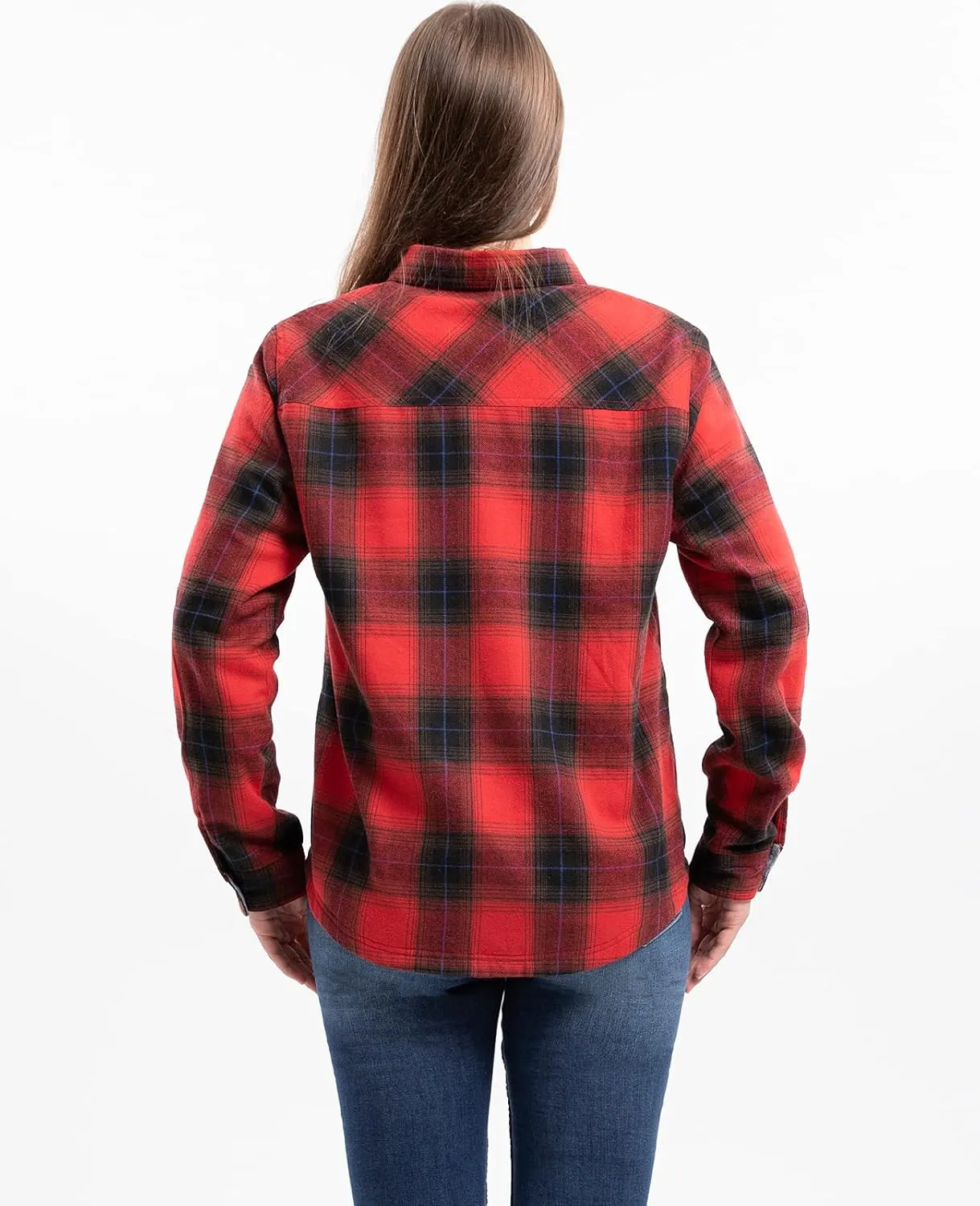 ZENTHACE Women's Thermal Fleece Lined Plaid Button Down Flannel Shirt Jacket