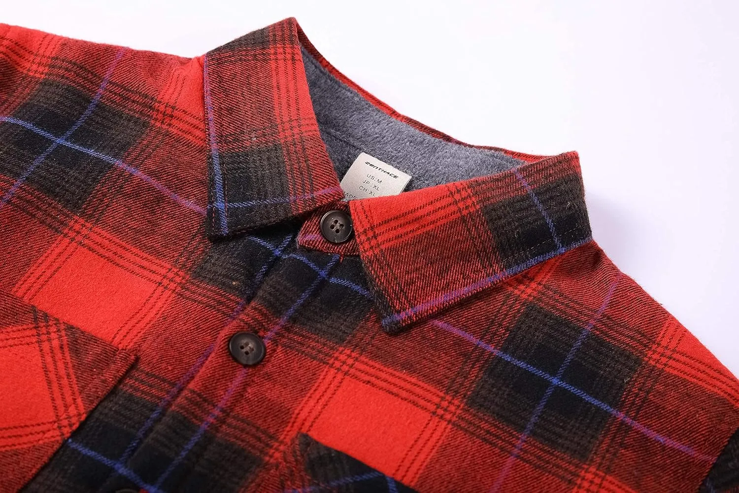 ZENTHACE Women's Thermal Fleece Lined Plaid Button Down Flannel Shirt Jacket