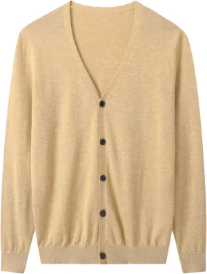 ZHILI Men's V Neck Cardigan Sweater Casual Lightweight Button Down Knitted Cardigan Sweater