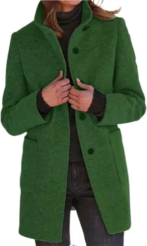 ZOCANIA Women's Long Hooded Trench Coats Woolen Fleece Button Down Pea Coat