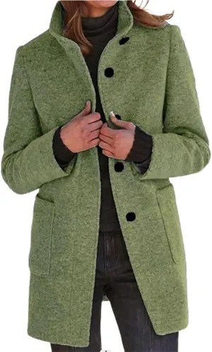 ZOCANIA Women's Long Hooded Trench Coats Woolen Fleece Button Down Pea Coat